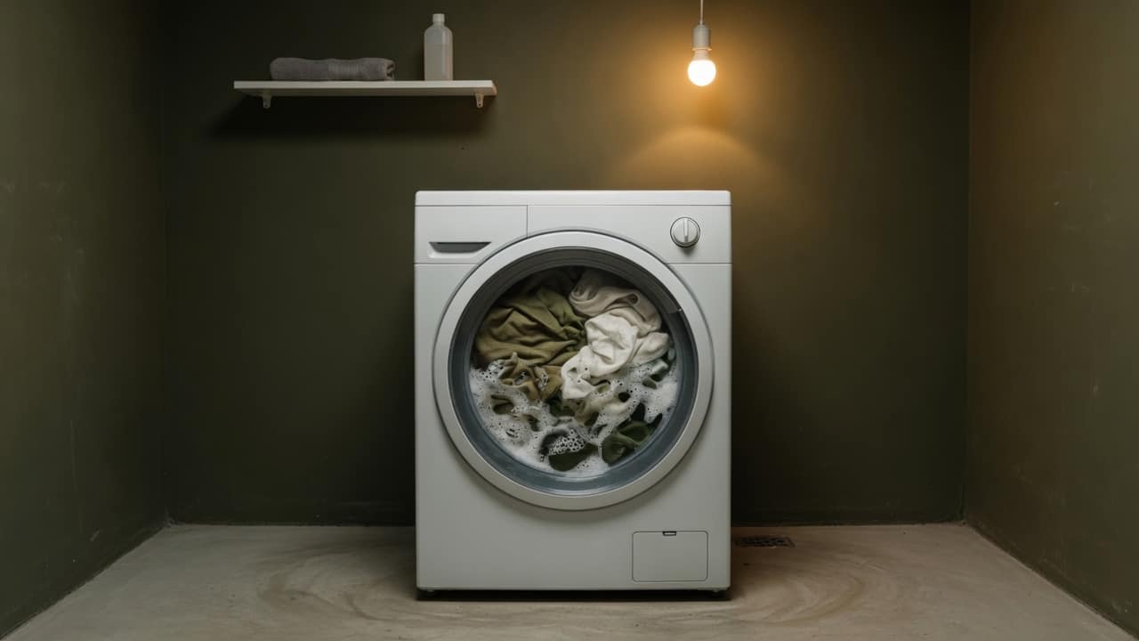 A load turning in a washing machine.
